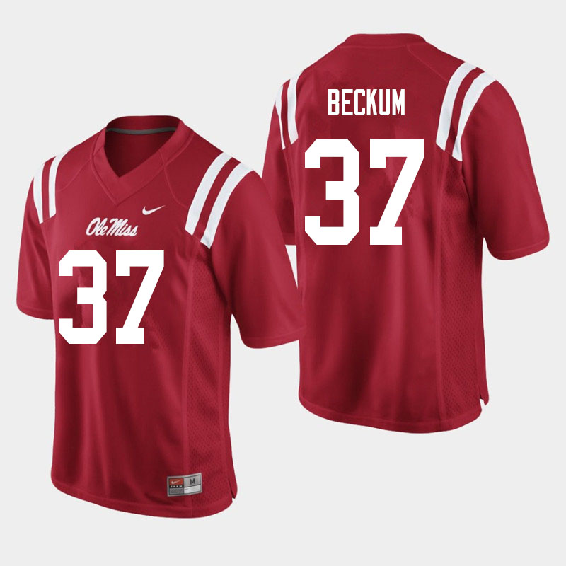 David Beckum Ole Miss Rebels NCAA Men's Red #37 Stitched Limited College Football Jersey ATH5058ZY